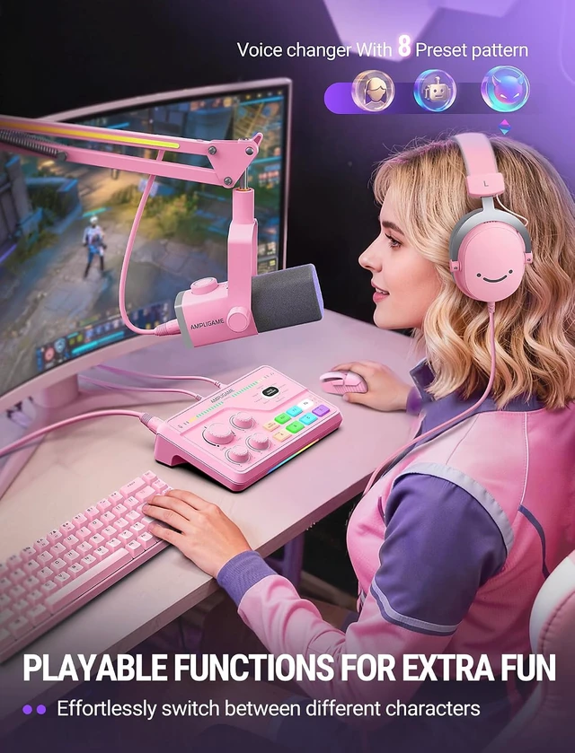 Alt view image 5 of 7 - FIFINE SC8 Gaming Audio Mixer for Live Streaming with 7.1ch Surround sound For PC,RGB,Headphone Preamp,Mute Button,Volume Control,Optical Input,48V Phantom Power,3 EQ Modes,Game Chat Volume Balacnce
