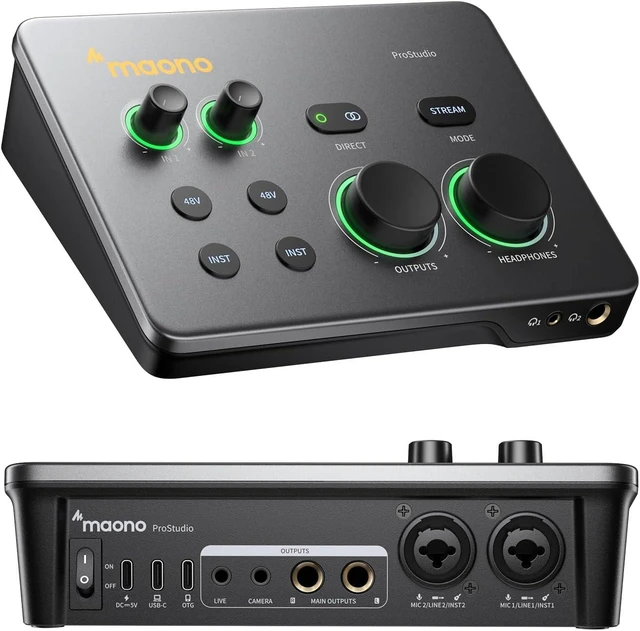 Main image of MAONO Hybrid USB Audio Interface Dual XLR for PC Phone iPad Guitar 56dB Gain, Loopback, Mute, ASIO, Routing Software Features, for Podcast, Streaming, Mobile Music Recording, Content Creation
