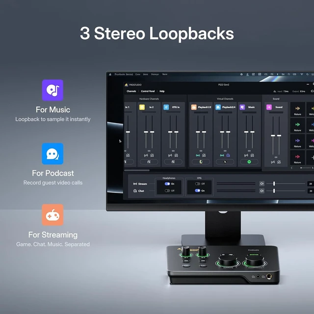 Alt view image 5 of 7 - MAONO Hybrid USB Audio Interface Dual XLR for PC Phone iPad Guitar 56dB Gain, Loopback, Mute, ASIO, Routing Software Features, for Podcast, Streaming, Mobile Music Recording, Content Creation