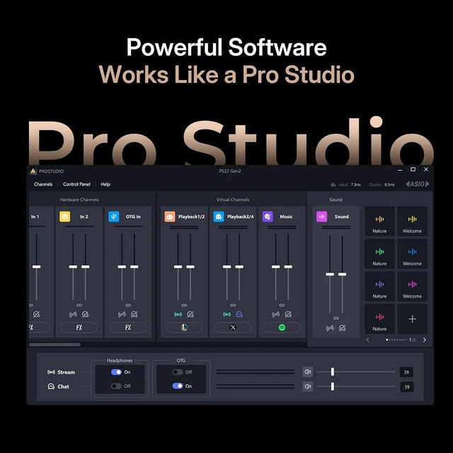 Alt view image 4 of 7 - MAONO Hybrid USB Audio Interface Dual XLR for PC Phone iPad Guitar 56dB Gain, Loopback, Mute, ASIO, Routing Software Features, for Podcast, Streaming, Mobile Music Recording, Content Creation