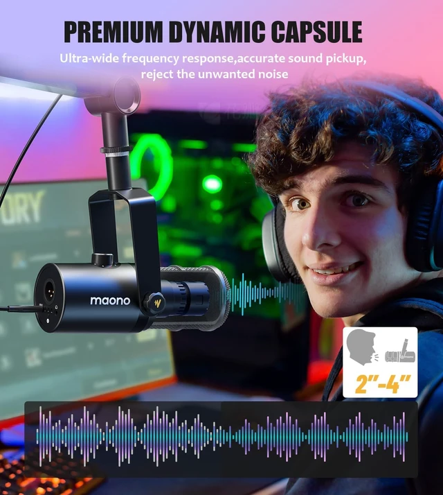 Alt view image 6 of 7 - MAONO PD400X Dynamic Microphone, USB/XLR Podcast PC Mic with Software, EQ,Tap-to-Mute, Headphone Jack, Gain Knob & Volume Control, Studio Mic for Broadcast, Recording, Streaming & Gaming