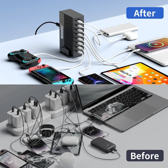 Alt view image 2 of 6 - 1000W 8-Port GaN5 Desktop Charging Station, High-Power USB Charging Hub with 5X 140W and 3X 100W PD Ports, Fast Charger for Laptops, Tablets, and Smartphones