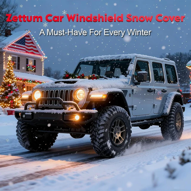 Alt view image 5 of 7 - Car Windshield Snow Cover for Jeep Wrangler - 600D Car Windshield Snow Ice Cover Front Window Covers for Jeep Wrangler, Jeeps Gladiator, Ford Bronco, Toyota FJ Cruiser, Benz G Class, and More