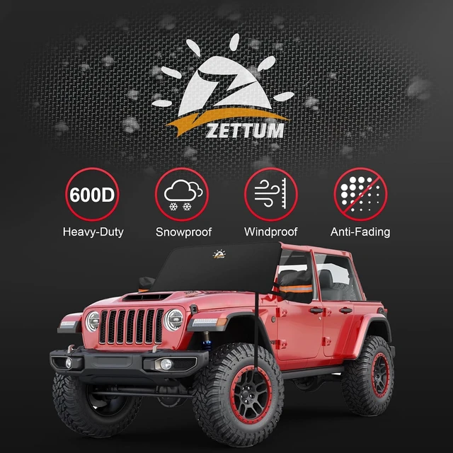 Alt view image 4 of 7 - Car Windshield Snow Cover for Jeep Wrangler - 600D Car Windshield Snow Ice Cover Front Window Covers for Jeep Wrangler, Jeeps Gladiator, Ford Bronco, Toyota FJ Cruiser, Benz G Class, and More