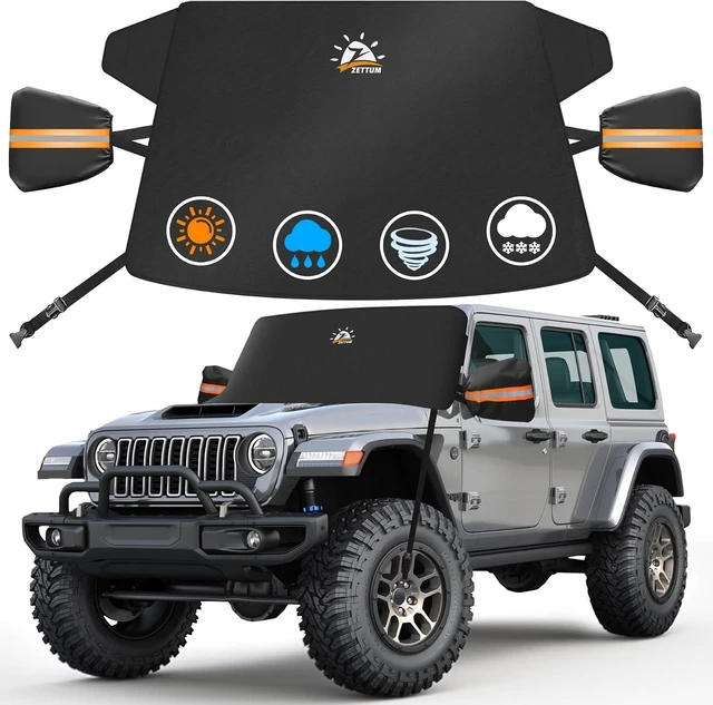 Main image of Car Windshield Snow Cover for Jeep Wrangler - 600D Car Windshield Snow Ice Cover Front Window Covers for Jeep Wrangler, Jeeps Gladiator, Ford Bronco, Toyota FJ Cruiser, Benz G Class, and More