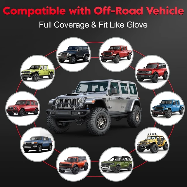 Alt view image 7 of 7 - Car Windshield Snow Cover for Jeep Wrangler - 600D Car Windshield Snow Ice Cover Front Window Covers for Jeep Wrangler, Jeeps Gladiator, Ford Bronco, Toyota FJ Cruiser, Benz G Class, and More