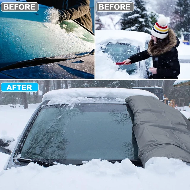 Alt view image 2 of 6 - Windshield Cover for Ice and Snow, Heavy Duty 600D Oxford Fabric, Waterproof, Embedded Magnets, Side Mirror Protector, Fit Most Cars, SUVs, Vans, Truck