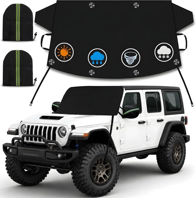 Main image of Windshield Cover for Ice and Snow, Car Windshield Snow Cover, Thicken Windshield Frost Cover Waterproof Windshield Snow Ice Cover with Side Mirrors Cover for Most Cars SUVs and Vans (64"x 42")