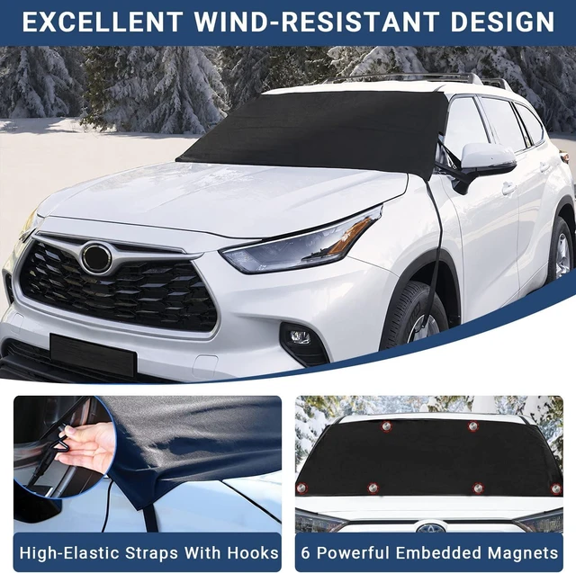 Alt view image 7 of 7 - Windshield Cover for Ice and Snow, Car Windshield Snow Cover, Thicken Windshield Frost Cover Waterproof Windshield Snow Ice Cover with Side Mirrors Cover for Most Cars SUVs and Vans (64"x 42")