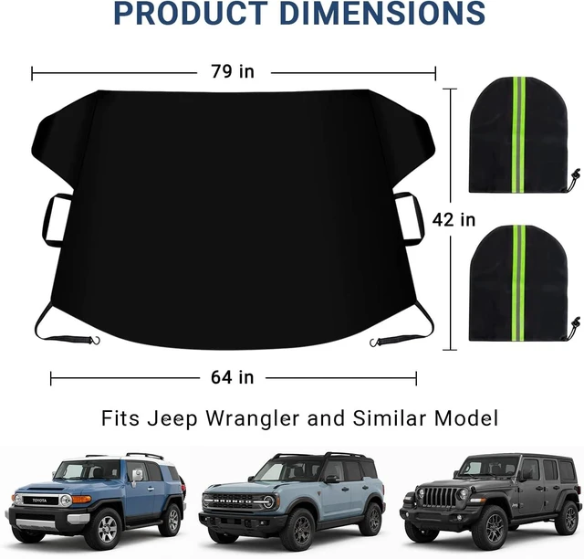 Alt view image 2 of 7 - Windshield Cover for Ice and Snow, Car Windshield Snow Cover, Thicken Windshield Frost Cover Waterproof Windshield Snow Ice Cover with Side Mirrors Cover for Most Cars SUVs and Vans (64"x 42")