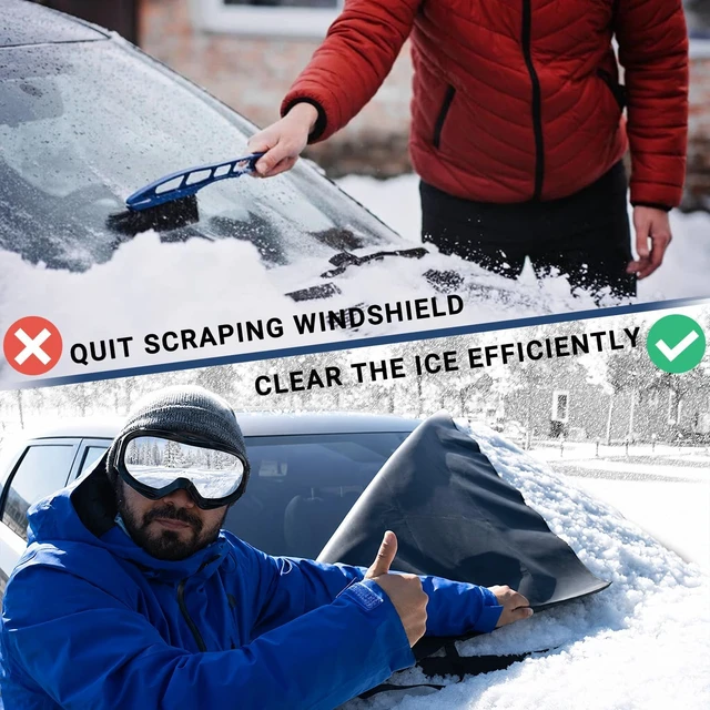 Alt view image 4 of 7 - Windshield Cover for Ice and Snow, Car Windshield Snow Cover, Thicken Windshield Frost Cover Waterproof Windshield Snow Ice Cover with Large Mirrors Cover for Most SUVs Trucks (76"x 50")