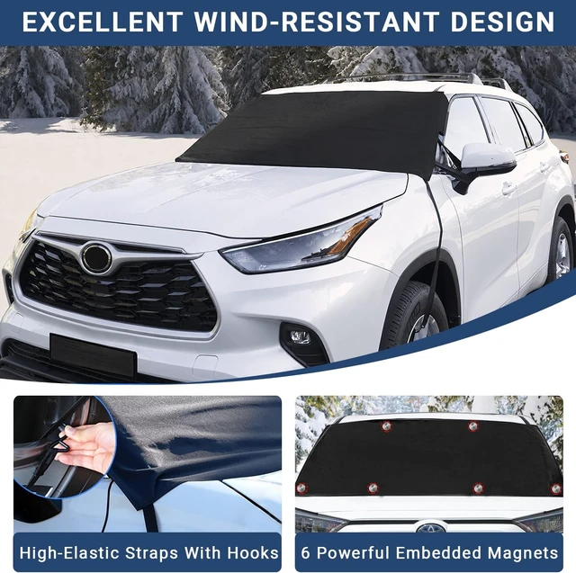 Alt view image 5 of 7 - Windshield Cover for Ice and Snow, Car Windshield Snow Cover, Thicken Windshield Frost Cover Waterproof Windshield Snow Ice Cover with Large Mirrors Cover for Most SUVs Trucks (76"x 50")