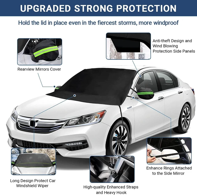 Alt view image 3 of 7 - Windshield Cover for Ice and Snow, Car Windshield Snow Cover, Thicken Windshield Frost Cover Waterproof Windshield Snow Ice Cover with Large Mirrors Cover for Most SUVs Trucks (76"x 50")