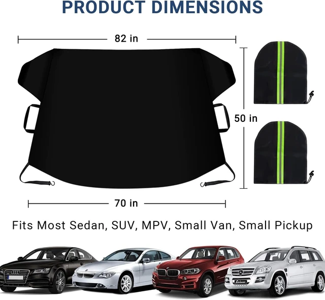 Alt view image 4 of 7 - Windshield Cover for Ice and Snow, Car Windshield Snow Cover, Thicken Windshield Frost Cover Waterproof Windshield Snow Ice Cover with Side Mirrors Cover for Most SUVs Trucks (70"x 50")