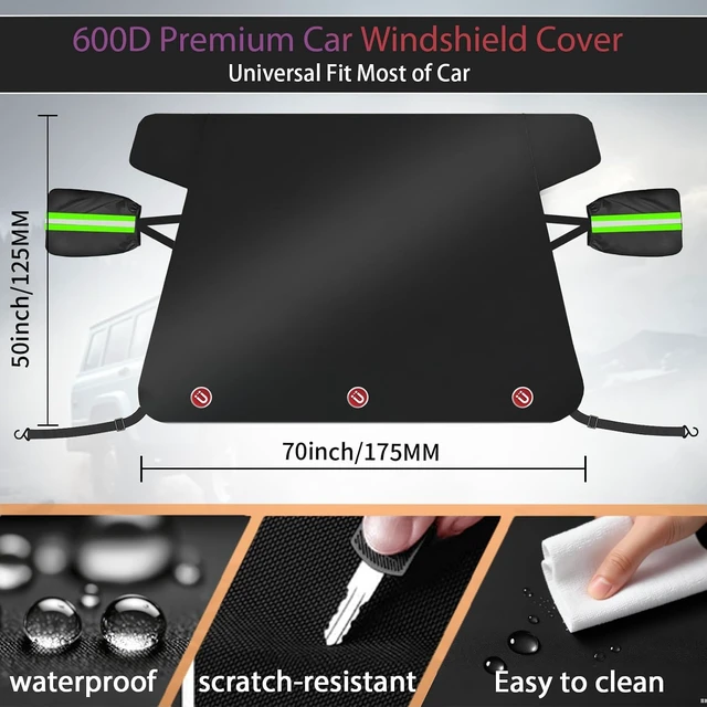 Alt view image 3 of 7 - Windshield Cover for Ice and Snow - 600D Oxford Fabric Car Windshield Snow Cover Heavy Duty, Magnetic Car Anti-Snow Cover for Most Sedan Truck SUV Van and MPV, Winter Cars Accessories (70 x 50 Inch)