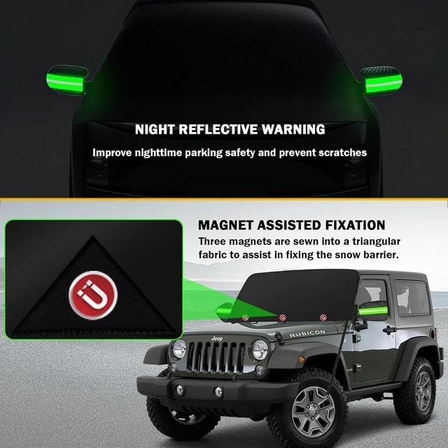 Alt view image 6 of 7 - Windshield Cover for Ice and Snow - 600D Oxford Fabric Car Windshield Snow Cover Heavy Duty, Magnetic Car Anti-Snow Cover for Most Sedan Truck SUV Van and MPV, Winter Cars Accessories (70 x 50 Inch)