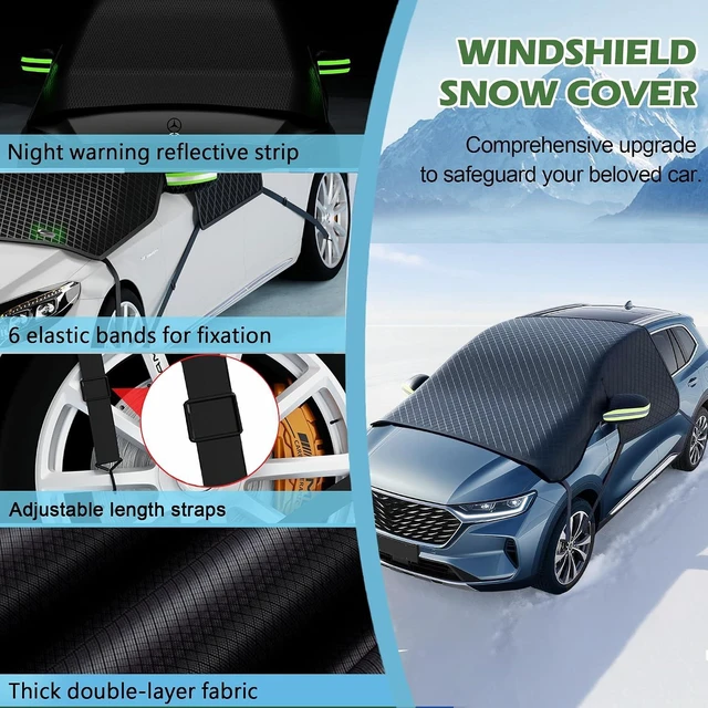 Alt view image 7 of 7 - Car Windshield Cover for Ice and Snow - Universal Windshield Snow Cover with Side Window and Rearview Mirror Protector, Durable Magnetic Winter Frost Hail Guard, Suitable for Most Cars,SUV,Truck