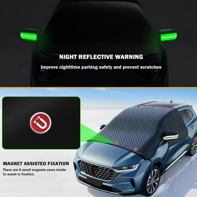 Alt view image 7 of 7 - Large Car Windshield Cover for Ice and Snow - Automotive Windshield Snow Covers with Side Window & Rearview Mirror Protector, Winter Magnetic Car Anti-Snow Cover, Universal for Most Cars,Sedan,SUV