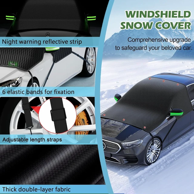 Alt view image 4 of 7 - Large Car Windshield Cover for Ice and Snow - Automotive Windshield Snow Covers with Side Window & Rearview Mirror Protector, Winter Magnetic Car Anti-Snow Cover, Universal for Most Cars,Sedan,SUV