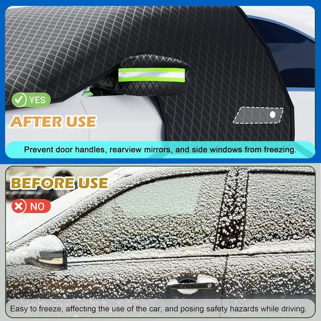 Alt view image 6 of 7 - Windshield Snow Cover, Car Windshield Cover for Ice and Snow, Automotive Large Magnetic Windshield Frost Cover with Side Window and Mirror Protector in Winter, Suitable for Most Vehicle,Sedan,SUV