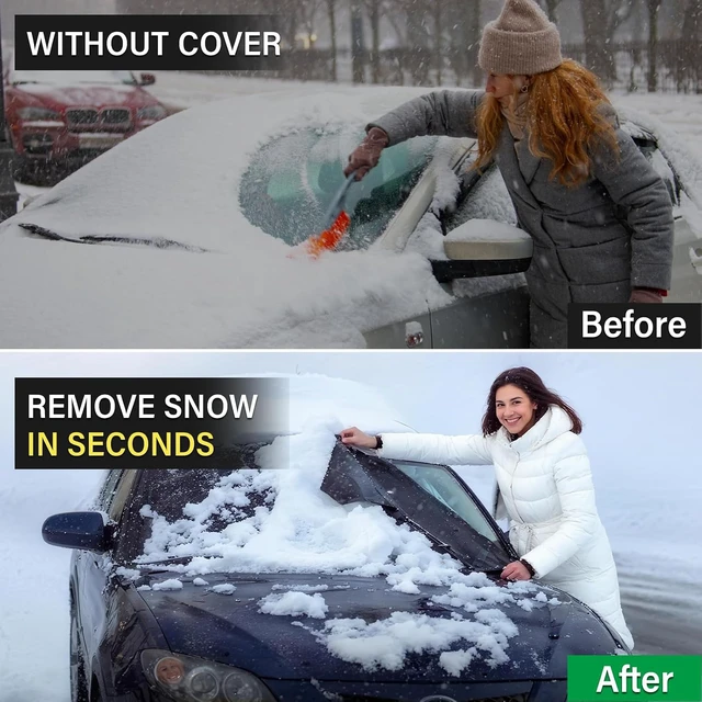 Alt view image 6 of 7 - Windshield Cover for Ice and Snow, All-Season Car Windshield Cover with Heavy Duty Oxford Fabric, Windproof Front Window Protector Sun Shade with Mirror Covers for Cars, SUVs and Trucks