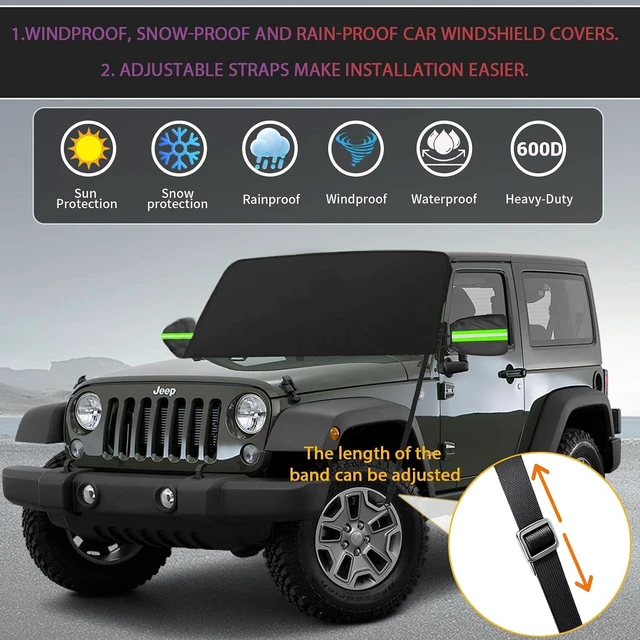Alt view image 5 of 7 - Car Windshield Cover for Ice and Snow, 600D Oxford Fabric Windshield Snow Cover Heavy Duty, Magnetic Car Anti-Snow Cover, Winter Frost Hail Protector for Most Sedan Truck SUV Van MPV (70 x 50 Inch)