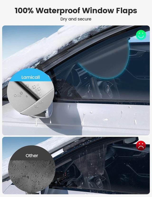 Alt view image 6 of 7 - Windshield Cover for Ice Snow, Magnetic 1S Snow Remove, Waterproof Magnetic Fit, 1S Snow Removal, Ultra Waterproof, Heavy Duty 800D Oxford Fabric, 4X Stable, SUV Winter Car Accessories Gifts