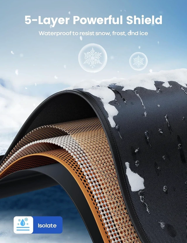 Alt view image 4 of 7 - Windshield Cover for Ice Snow, Magnetic 1S Snow Remove, Waterproof Magnetic Fit, 1S Snow Removal, Ultra Waterproof, Heavy Duty 800D Oxford Fabric, 4X Stable, SUV Winter Car Accessories Gifts
