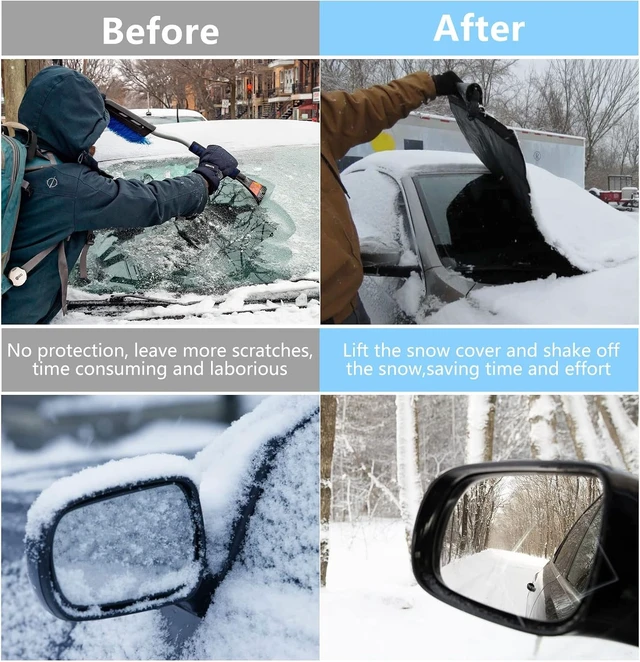 Alt view image 4 of 7 - Windshield Cover for Ice and Snow, Car Windshield Snow Cover with Side Mirrors Cover, Thicken Winter Windshield Covers Waterproof Outdoor Covers Fits Most Cars SUVs and Vans (75"x47")