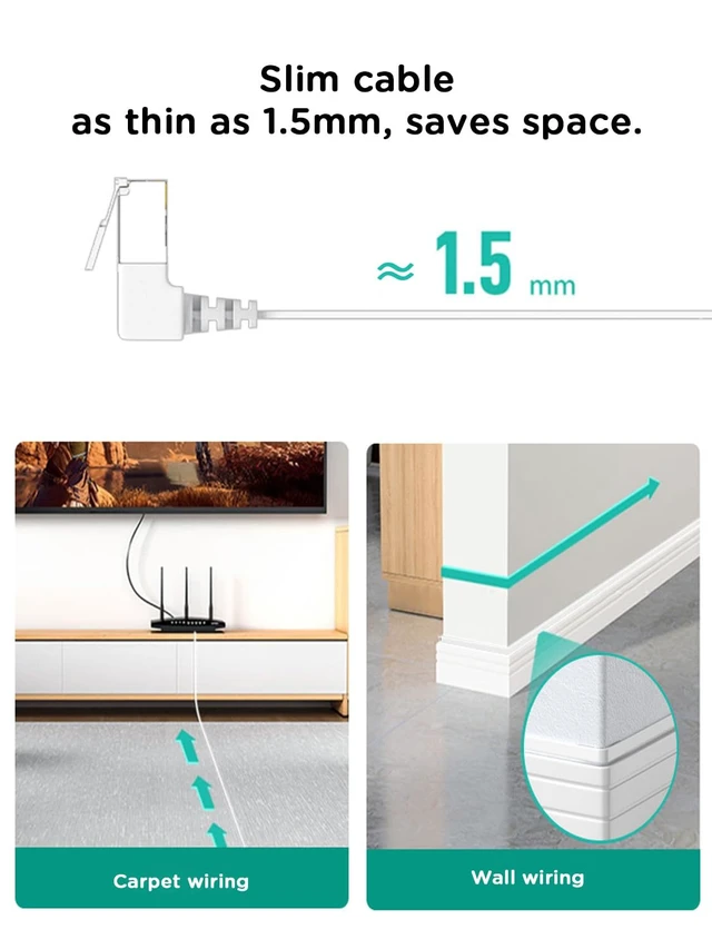 Alt view image 6 of 7 - 2Pack Cat6 Ethernet Cable 3FT, Flat Right Angle RJ45 Network Cable, 90 Degree Cat 6 Ethernet Patch Cord, Gigabit LAN Cable with Up Angle and Down Angle Design for Router, PC, Gaming