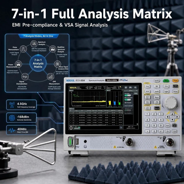 Alt view image 2 of 7 - RIGOL Real-Time Spectrum Analyzer,4.5GHz Portable RF Signal Analyzer for Wireless Frequency Characterization | 40MHz RTSA, EMI Pre-compliance, 1.9kg Ultra-Portable Tester, USB-C PD, 7-in-1