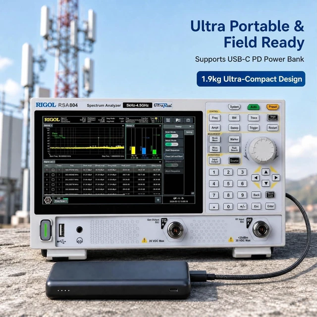 Alt view image 3 of 7 - RIGOL Real-Time Spectrum Analyzer,4.5GHz Portable RF Signal Analyzer for Wireless Frequency Characterization | 40MHz RTSA, EMI Pre-compliance, 1.9kg Ultra-Portable Tester, USB-C PD, 7-in-1