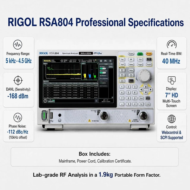 Alt view image 4 of 7 - RIGOL Real-Time Spectrum Analyzer,4.5GHz Portable RF Signal Analyzer for Wireless Frequency Characterization | 40MHz RTSA, EMI Pre-compliance, 1.9kg Ultra-Portable Tester, USB-C PD, 7-in-1