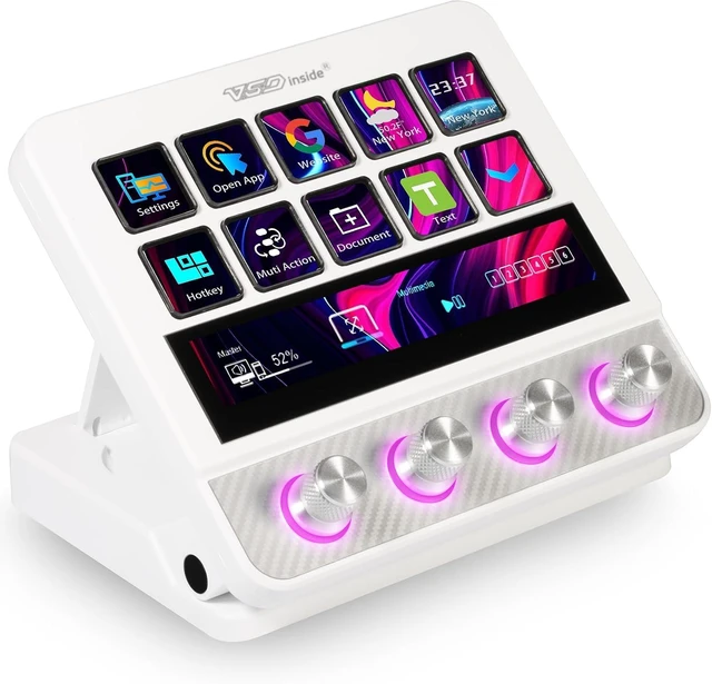 Main image of Stream Controller Streaming Deck, Audio and Studio Controller, Programmable Macro Pad Keypad, MultiActions, Customizable LCD Keys, Knobs, Touch Bar, RGB Lights & Stand, Works with PC Mac