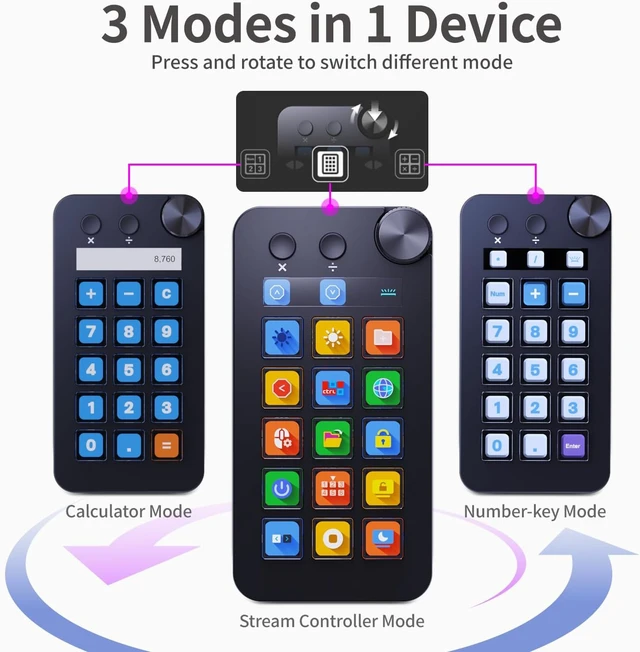 Alt view image 5 of 7 - Stream Controller Deck with 18 Customizable Macro Keys to Trigger Actions in OBS Twitch YouTube for Content Creators Stream Dock Compatible with PC & Mac N1 Black Macro Keypad