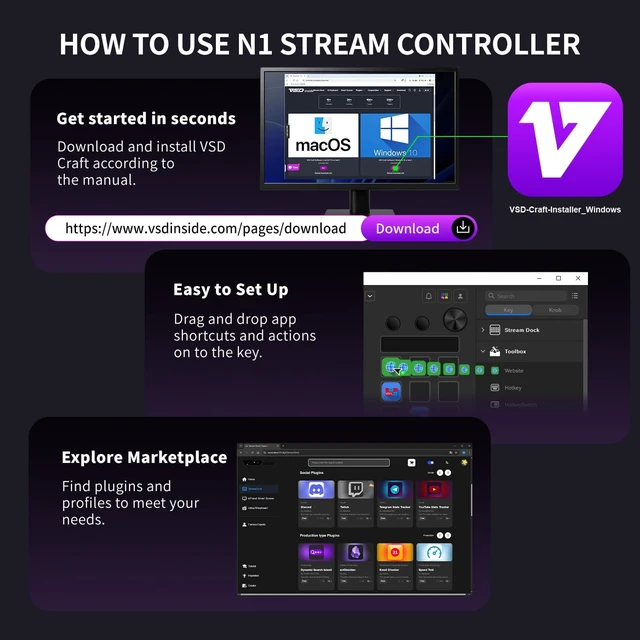 Alt view image 6 of 6 - Stream Controller Deck with 18 Customizable Macro Keys to Trigger Actions in OBS Twitch YouTube for Content Creators Stream Dock Compatible with PC & Mac N1 Macro Keypad