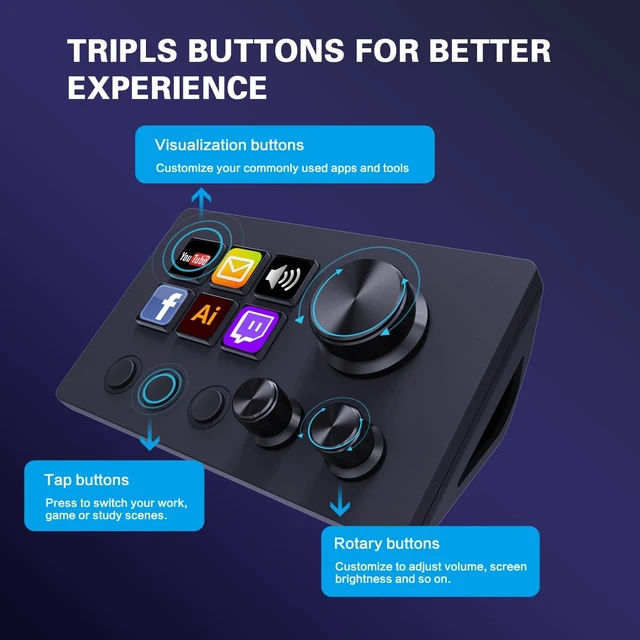 Alt view image 5 of 7 - Stream Controller Deck with12 Customizable Macro Keypad to Trigger Actions in OBS Twitch YouTube for Content Creators Stream Dock Compatible with PC & Mac N3 Black Macro Keypad