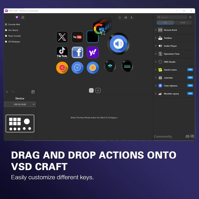 Alt view image 4 of 7 - Stream Controller Deck with12 Customizable Macro Keypad to Trigger Actions in OBS Twitch YouTube for Content Creators Stream Dock Compatible with PC & Mac N3 Black Macro Keypad