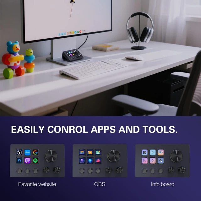 Alt view image 7 of 7 - Stream Controller Deck with12 Customizable Macro Keypad to Trigger Actions in OBS Twitch YouTube for Content Creators Stream Dock Compatible with PC & Mac N3 Black Macro Keypad