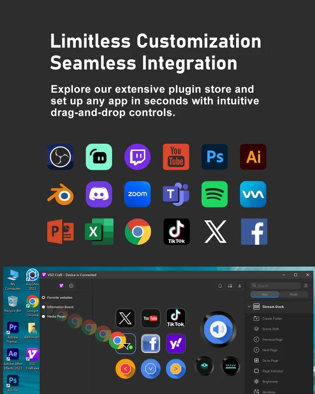 Alt view image 5 of 6 - Stream Controller Deck with12 Customizable Macro Keypad to Trigger Actions in OBS Twitch YouTube for Content Creators Stream Dock Compatible with PC & Mac N3 Macro Keypad