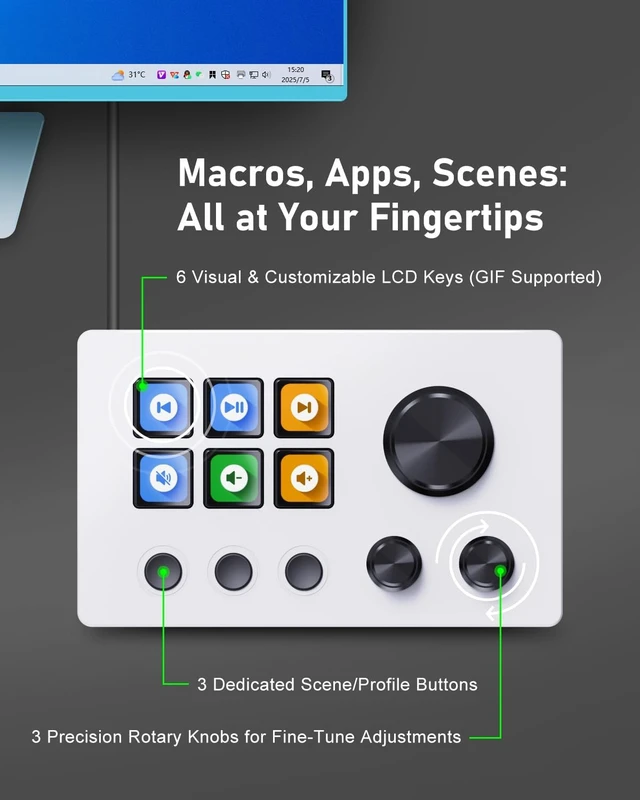 Alt view image 3 of 6 - Stream Controller Deck with12 Customizable Macro Keypad to Trigger Actions in OBS Twitch YouTube for Content Creators Stream Dock Compatible with PC & Mac N3 Macro Keypad