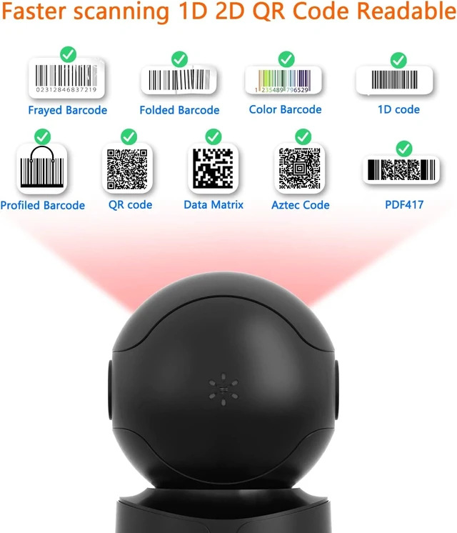 Alt view image 3 of 7 - Desktop Barcode Scanner, USB QR Code Reader, Hands-free omnidirectional scanning for 1D, 2D and QR codes in warehouse, supermarket, retail store, bookstore and POS use