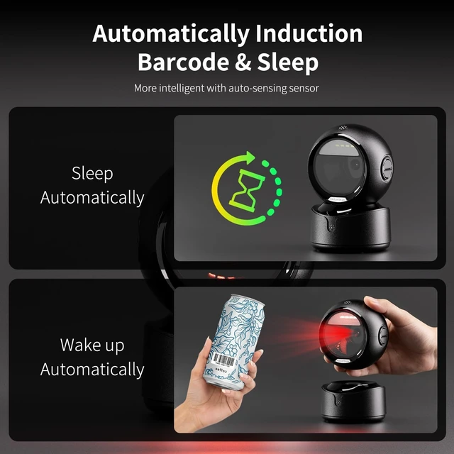 Alt view image 5 of 7 - Wireless QR Code Scanner, Bluetooth Barcode Reader, Bluetooth, 2.4G wireless and USB modes with desktop hands-free scanning for 1D, 2D and QR codes in retail and warehouse