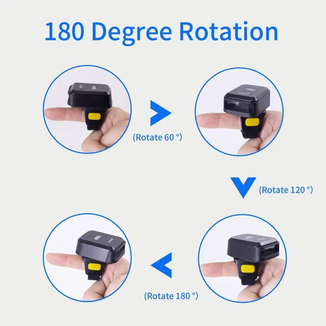 Alt view image 2 of 7 - Wireless Bluetooth Barcode Scanner with Bluetooth & 2.4GHz Wireless & Wired Connection, Portable Ring Wearable Finger 1D Mini Bar Code Reader Scanner