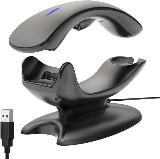Main image of Upgraded 2D Bluetooth Barcode Scanner with Wireless Charging Stand, 1968 Feet Transmission Distance 433Mhz Wireless & Bluetooth 2in1 Barcode Reader with Hands-Free Stand