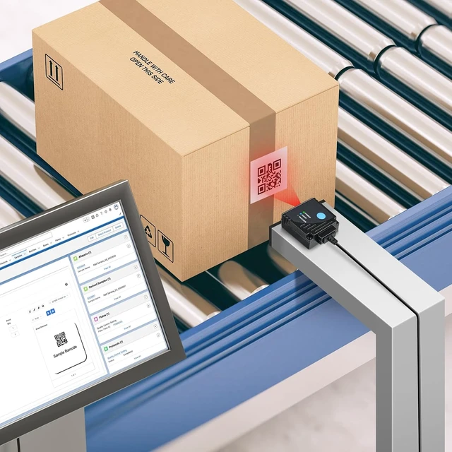 Alt view image 2 of 6 - Fixed Mount Barcode Scanner, Embedded 1D/2D Scan Engine, USB Only, Hands-free auto scanning, manual trigger mode, compact rugged metal housing, USB-only, for express sorting and assembly lines
