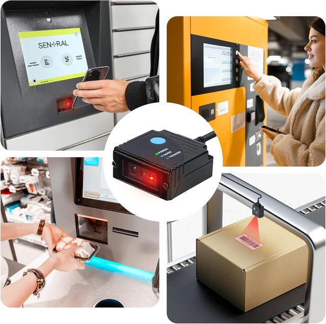 Alt view image 5 of 6 - Fixed Mount Barcode Scanner, Embedded 1D/2D Scan Engine, USB Only, Hands-free auto scanning, manual trigger mode, compact rugged metal housing, USB-only, for express sorting and assembly lines