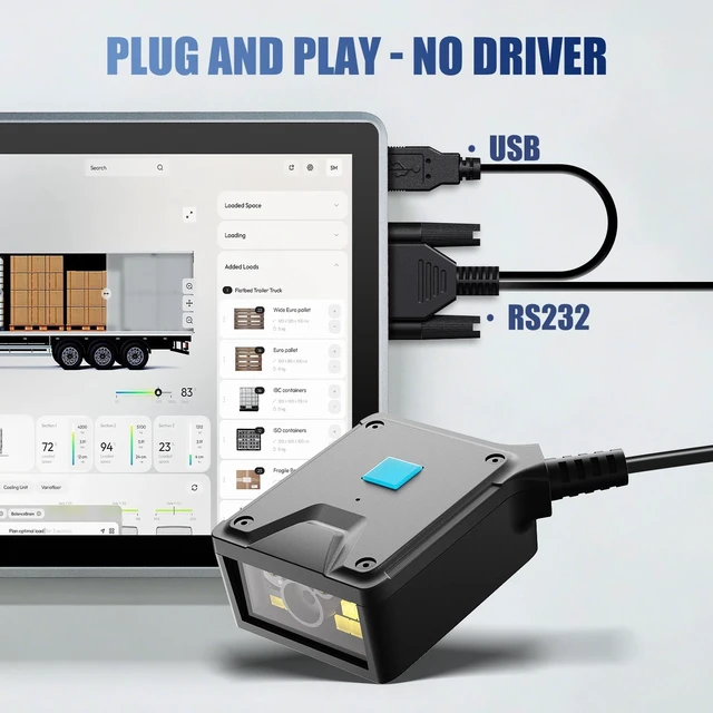 Alt view image 5 of 7 - 2D Fixed Mount Barcode Scanner Module RS232 DB9, Embedded QR Code Data Matrix Reader, Auto Induction Scan Engine for Kiosk, ATM, Vending Machine, Self-Service Terminal