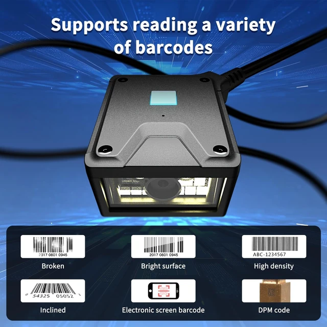 Alt view image 3 of 7 - 2D Fixed Mount Barcode Scanner Module RS232 DB9, Embedded QR Code Data Matrix Reader, Auto Induction Scan Engine for Kiosk, ATM, Vending Machine, Self-Service Terminal