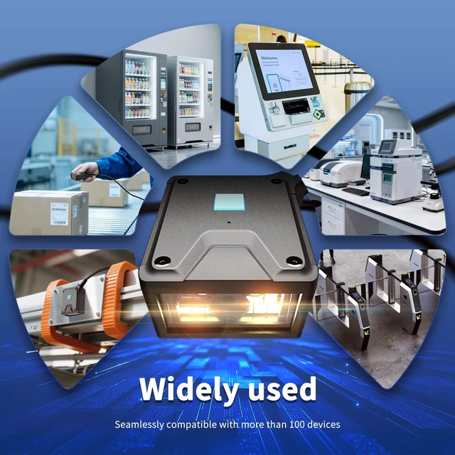 Alt view image 6 of 7 - 2D Fixed Mount Barcode Scanner Module RS232 DB9, Embedded QR Code Data Matrix Reader, Auto Induction Scan Engine for Kiosk, ATM, Vending Machine, Self-Service Terminal